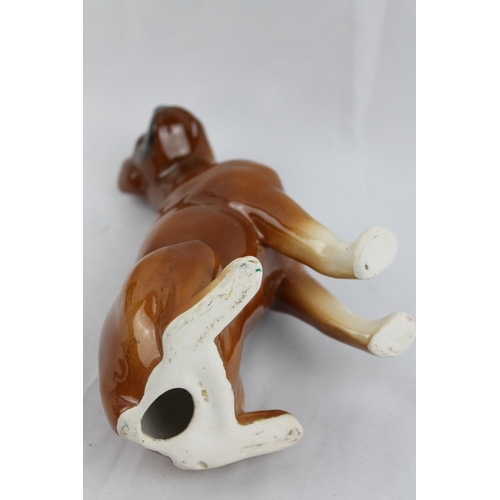 19 - Boxer Dog
A Ceramic Boxer Dog Figurine  Tan Colour Sitting On Haunches 20.5cm height