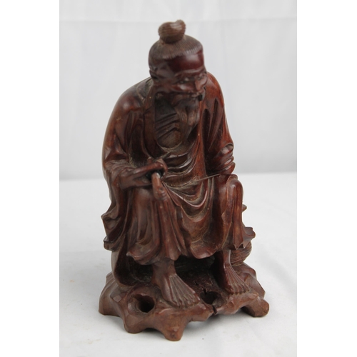 2 - Chinese Man
Ancient Chinese Wood Carved Man Smoking Pipe 18cm height