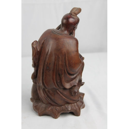 2 - Chinese Man
Ancient Chinese Wood Carved Man Smoking Pipe 18cm height