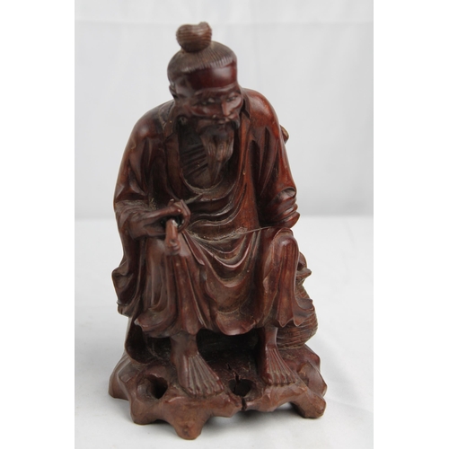 2 - Chinese Man
Ancient Chinese Wood Carved Man Smoking Pipe 18cm height