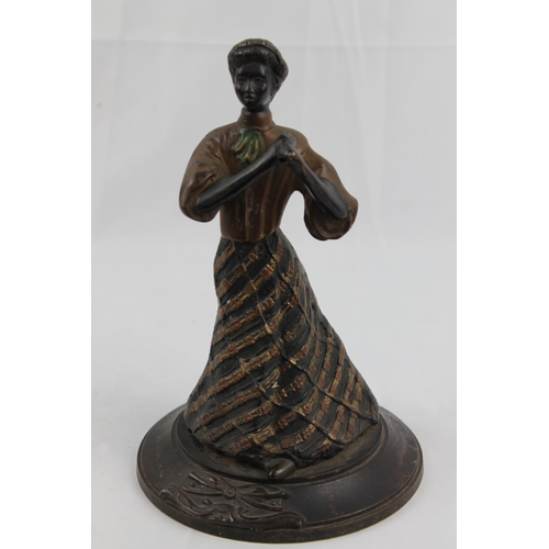 26 - Hand Painted Bronze Figure of Victorian Lady 22cm heigh