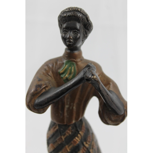 26 - Hand Painted Bronze Figure of Victorian Lady 22cm heigh