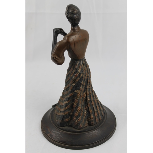 26 - Hand Painted Bronze Figure of Victorian Lady 22cm heigh