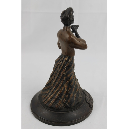 26 - Hand Painted Bronze Figure of Victorian Lady 22cm heigh