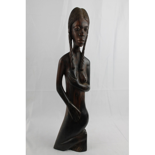 36 - African Vintage Kneeing Woman Sculpture 51.5cm height