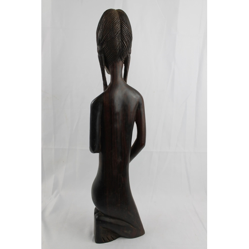 36 - African Vintage Kneeing Woman Sculpture 51.5cm height