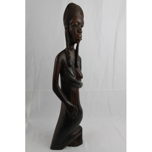 36 - African Vintage Kneeing Woman Sculpture 51.5cm height