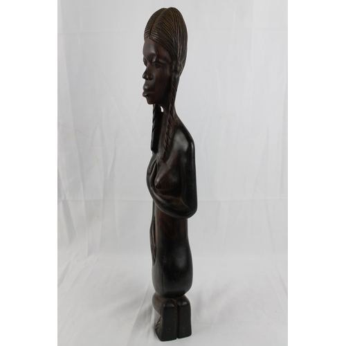 36 - African Vintage Kneeing Woman Sculpture 51.5cm height