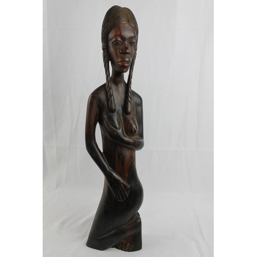 36 - African Vintage Kneeing Woman Sculpture 51.5cm height