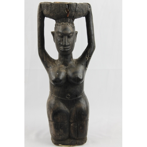 37 - African Vintage Hand crafted Kneeing Women Figure 37.5cm height