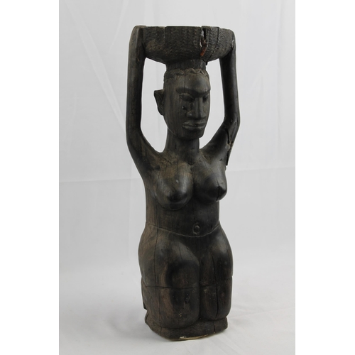 37 - African Vintage Hand crafted Kneeing Women Figure 37.5cm height