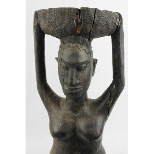 37 - African Vintage Hand crafted Kneeing Women Figure 37.5cm height