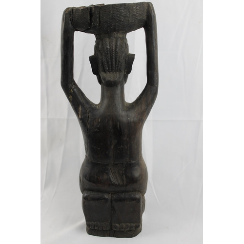 37 - African Vintage Hand crafted Kneeing Women Figure 37.5cm height