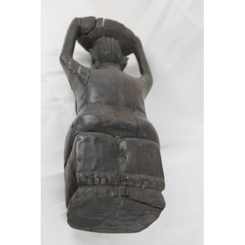 37 - African Vintage Hand crafted Kneeing Women Figure 37.5cm height