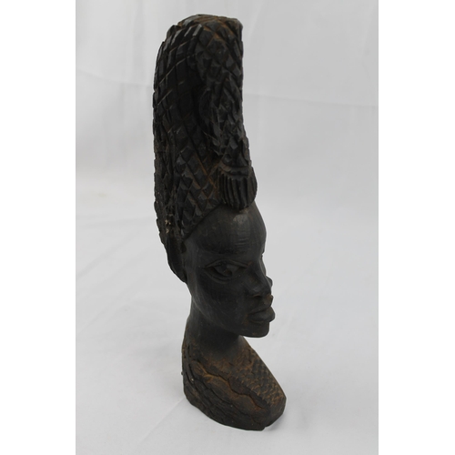 38 - African Vintage Head and Head-dress Sculpture Tribal Art 28.5cm height