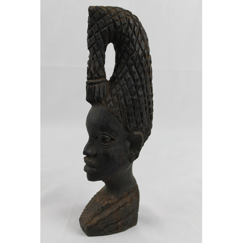 38 - African Vintage Head and Head-dress Sculpture Tribal Art 28.5cm height