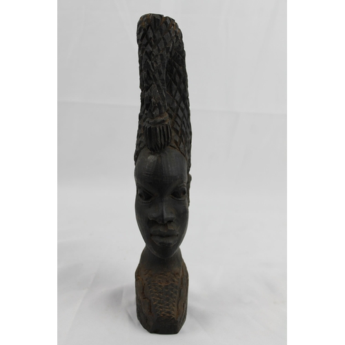 38 - African Vintage Head and Head-dress Sculpture Tribal Art 28.5cm height