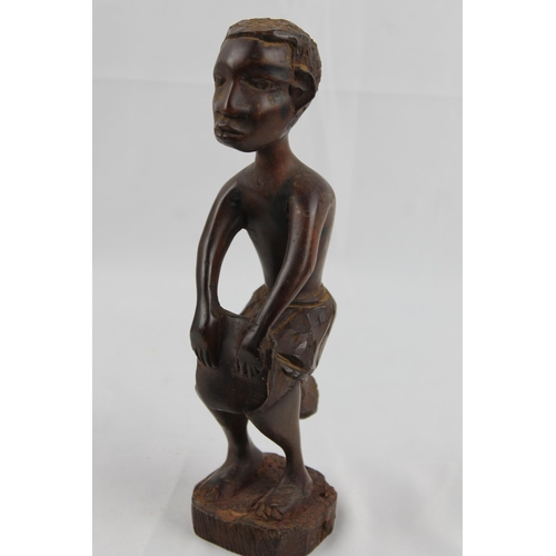 39 - African Vintage  Man Drumming Tribal Art 24.5cm height