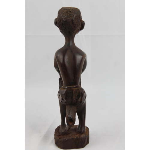 39 - African Vintage  Man Drumming Tribal Art 24.5cm height