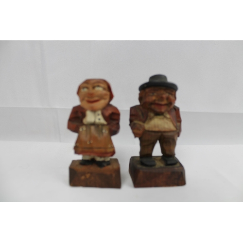 68 - Two Vintage Hand Carved Wooden Figurines