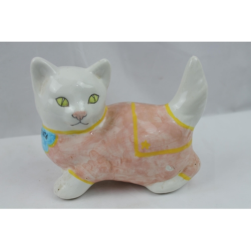 71 - Large Porcelain Hand Painted Cat Statue, 17 X 15 cm