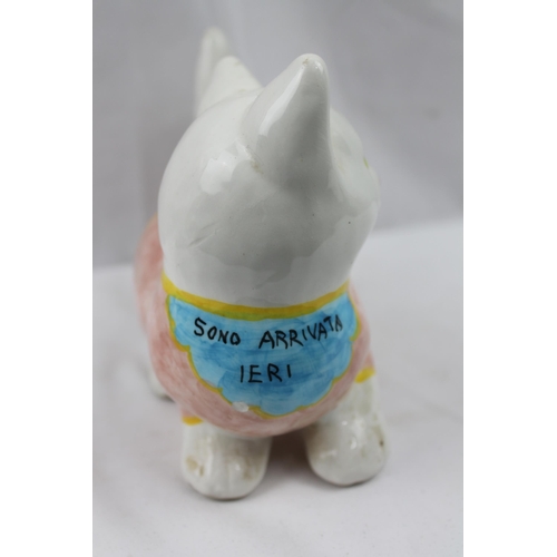 71 - Large Porcelain Hand Painted Cat Statue, 17 X 15 cm