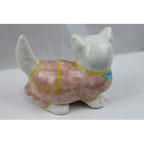 71 - Large Porcelain Hand Painted Cat Statue, 17 X 15 cm