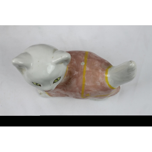 71 - Large Porcelain Hand Painted Cat Statue, 17 X 15 cm