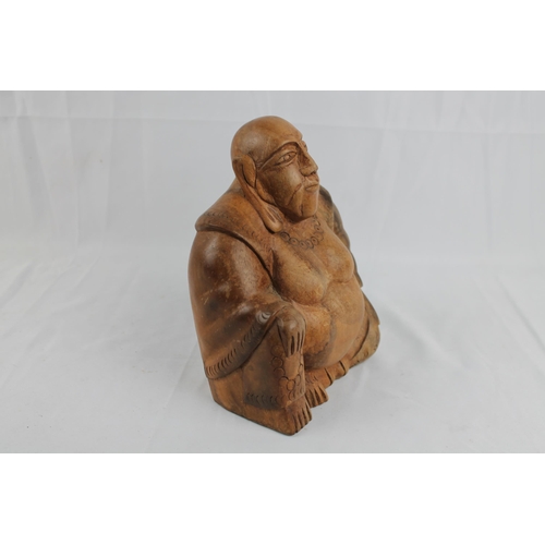 81 - Wooden Hand Carved Buddha 19.5cm height