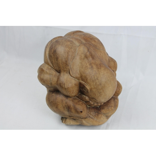 84 - Weeping Buddha Hand Craved Wood Sculpture 21cm height