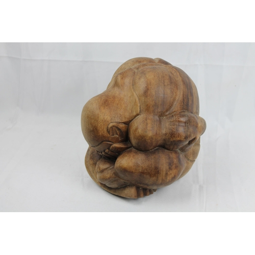 84 - Weeping Buddha Hand Craved Wood Sculpture 21cm height