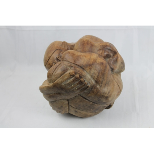 84 - Weeping Buddha Hand Craved Wood Sculpture 21cm height