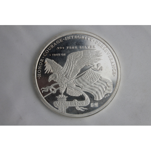 1 - Donald Trump Silver Eagle With Flag, 5oz. 999 Fine Silver Round