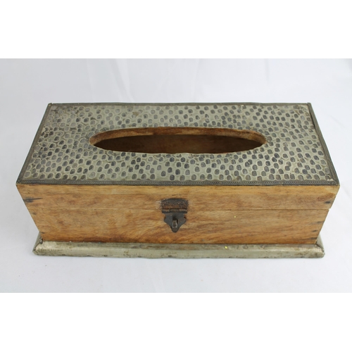 116 - Vintage Hand Carved Solid Wooden Tissue Box Holder