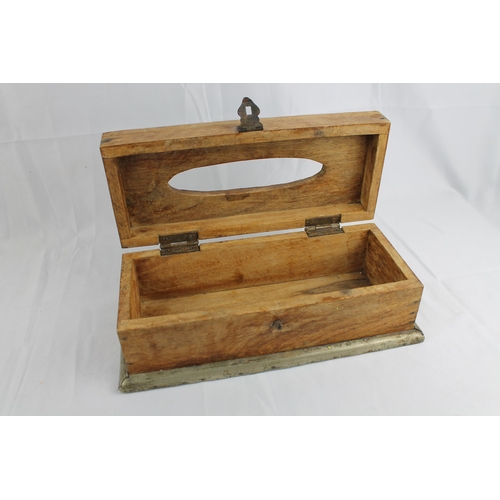 116 - Vintage Hand Carved Solid Wooden Tissue Box Holder