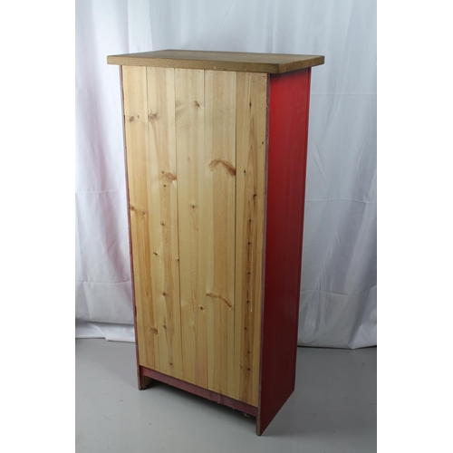 120 - Vintage Red Painted Solid Pine Wood Shelves 106.5cm height 45cm wide 26cm deep