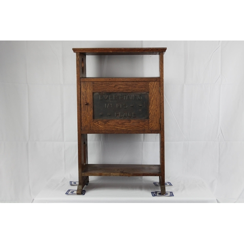 109 - Antique Cupboard With Moto, 30.5'' Inches Tall, Top desk 19.5'' Inches x 10.5'' Inches