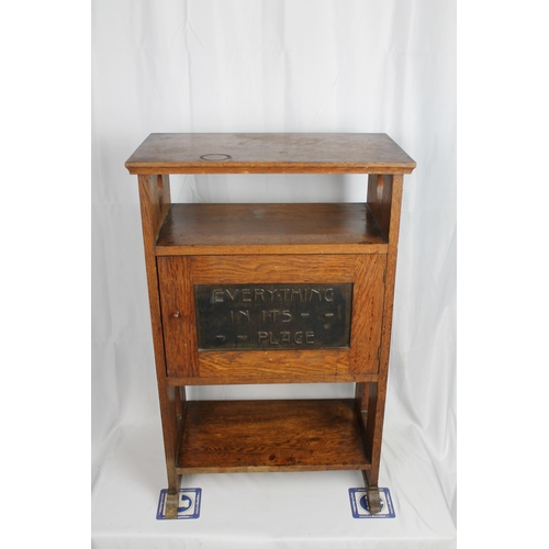 109 - Antique Cupboard With Moto, 30.5'' Inches Tall, Top desk 19.5'' Inches x 10.5'' Inches