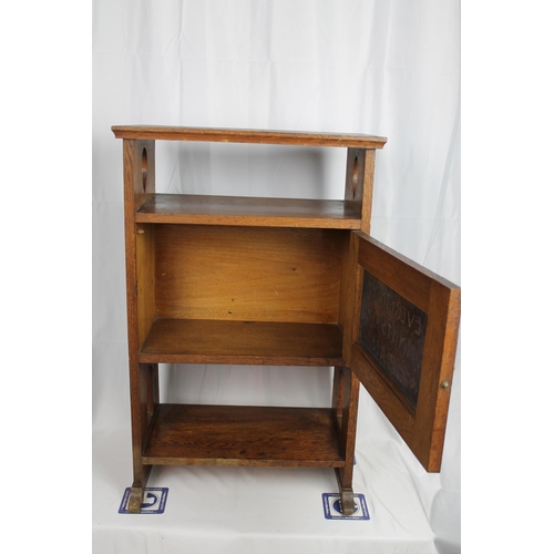 109 - Antique Cupboard With Moto, 30.5'' Inches Tall, Top desk 19.5'' Inches x 10.5'' Inches