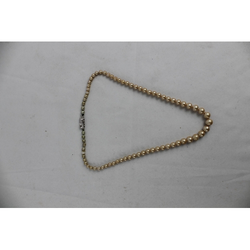 159 - Gold/Champagne Colour Pearl Necklace