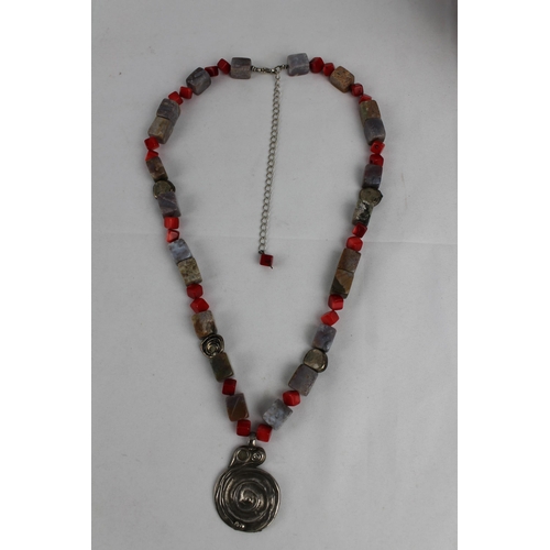 167 - Gemstone Adjustable Necklace with Pendant