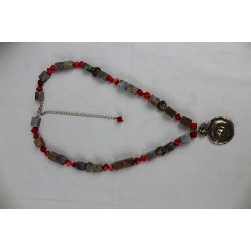 167 - Gemstone Adjustable Necklace with Pendant