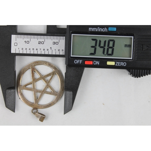 172 - Handmade Pentagram Circle Solid Moroccan Pendant Star Devil Satan Rock