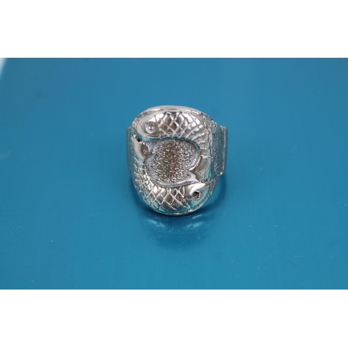 178 - Koi Carps Silver Metal Ring