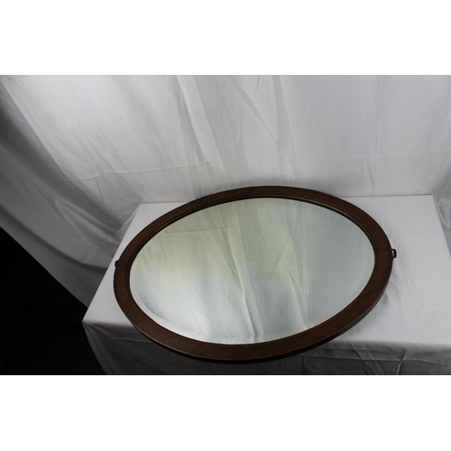 255 - Large Vintage Oval Mirror in solid wooden frame 73 x 57 cm