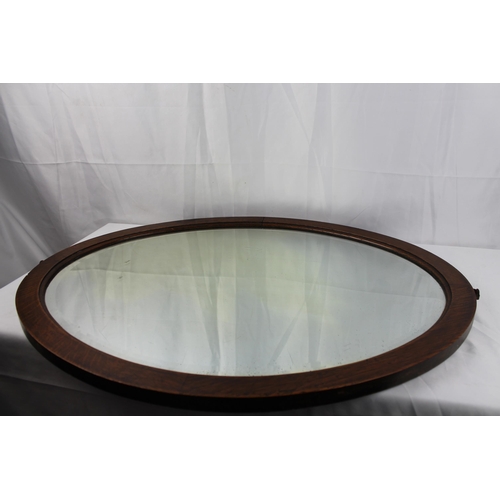 255 - Large Vintage Oval Mirror in solid wooden frame 73 x 57 cm