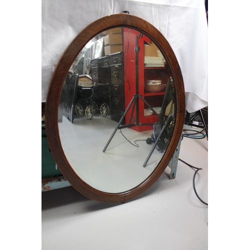 255 - Large Vintage Oval Mirror in solid wooden frame 73 x 57 cm