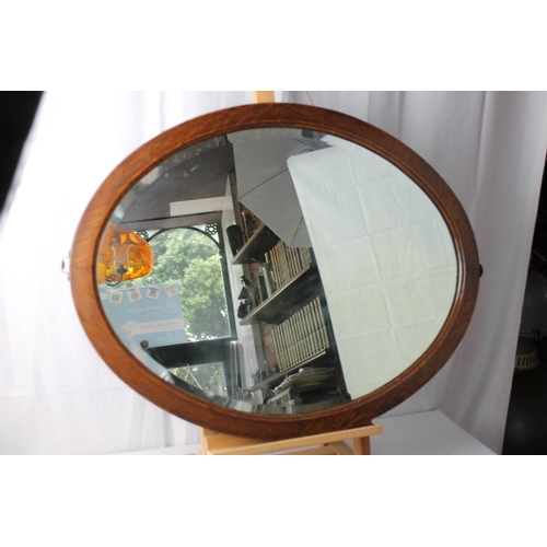 255 - Large Vintage Oval Mirror in solid wooden frame 73 x 57 cm