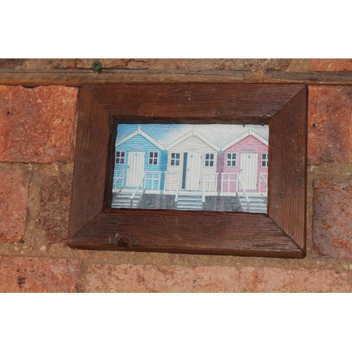 264 - Vintage Wooden Frame and a Beach Hut Picture