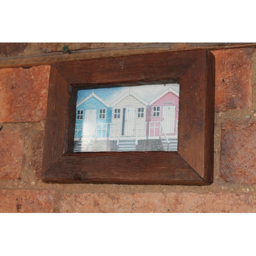 264 - Vintage Wooden Frame and a Beach Hut Picture